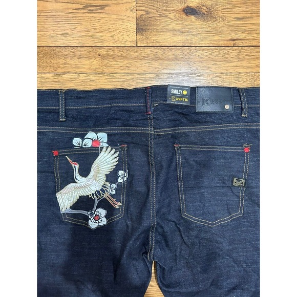 deKryptic Smiley Painted Dark Denim Jeans Graphic Print Men’s Size 42/34 NWT - Picture 5 of 7